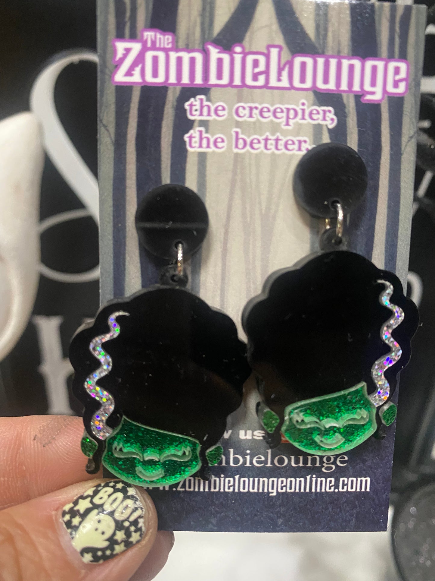Frankenstein’s Bride Glitter Earrings