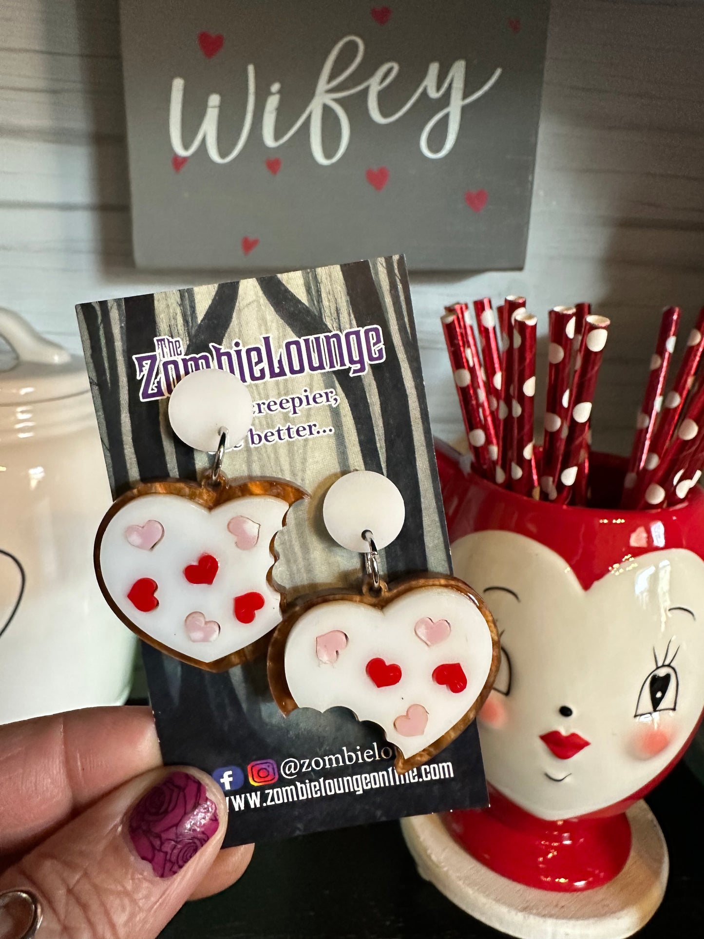 Valentines Heart Cookie Earrings