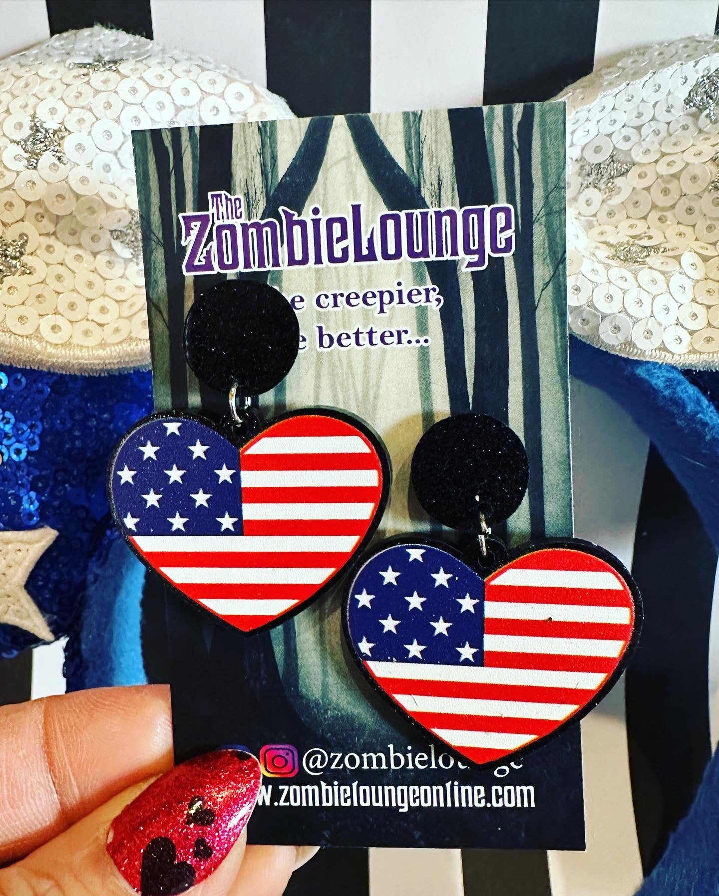 July American Flag Heart Earrings