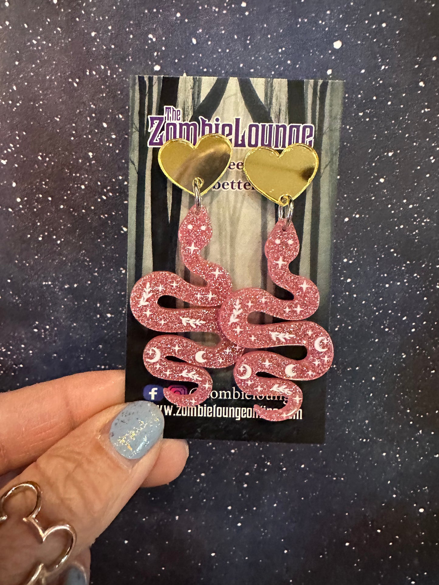 Celestial Glitter Snake Earrings