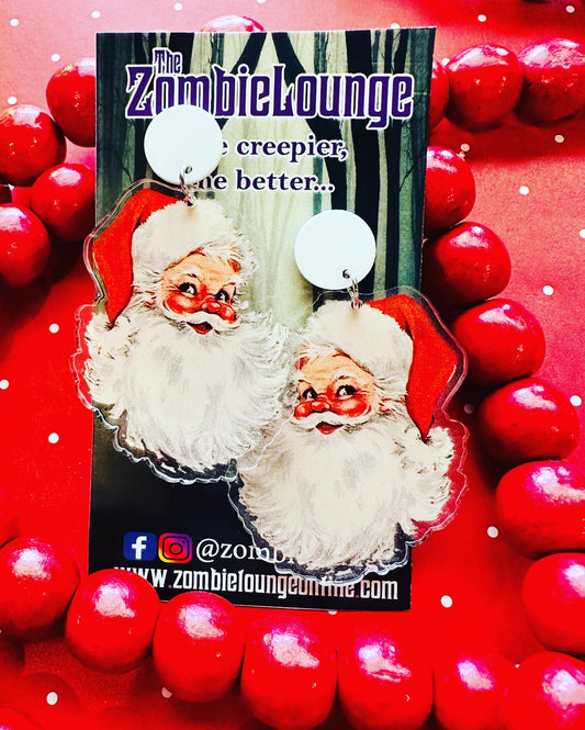 Vintage Acrylic Santa Earrings