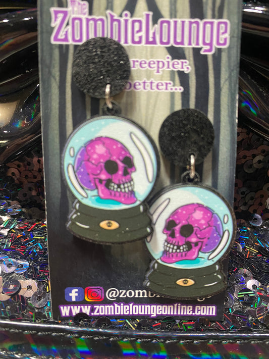 Skeleton Snow Globe Earrings