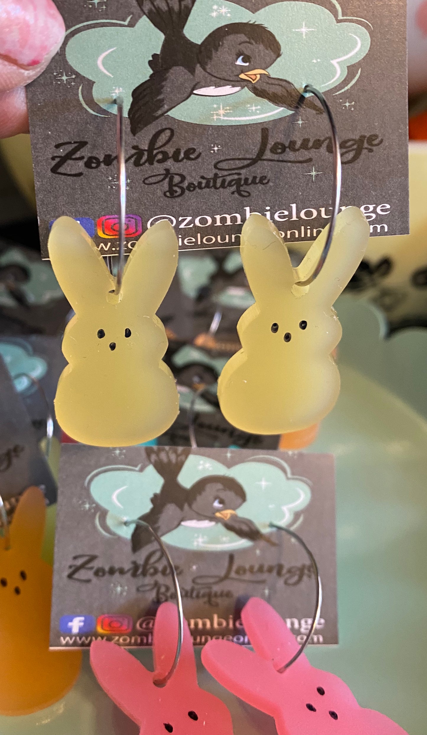 Peeps Bunny Hanging Earrings