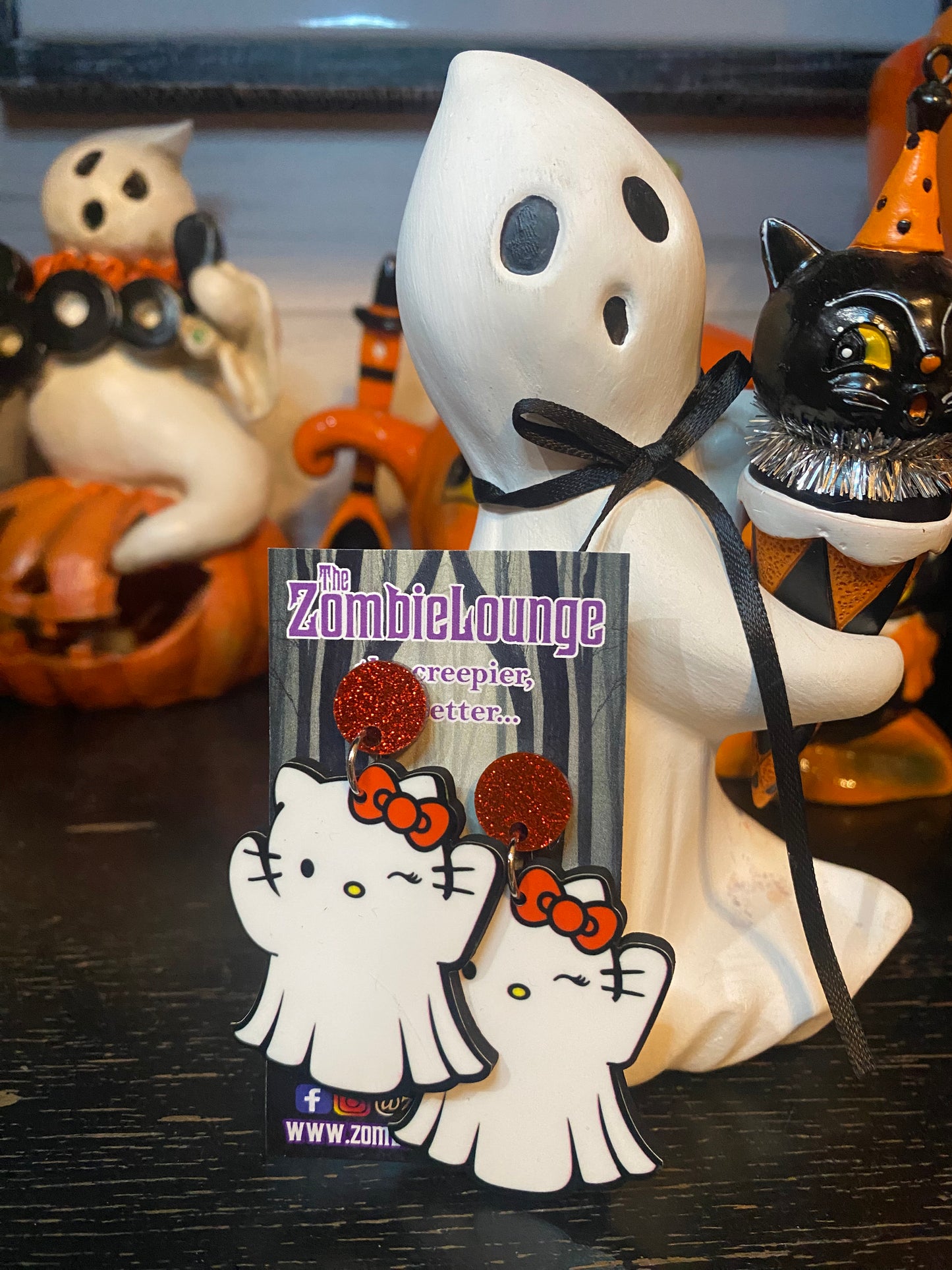 Halloween Ghost Kitty Earrings