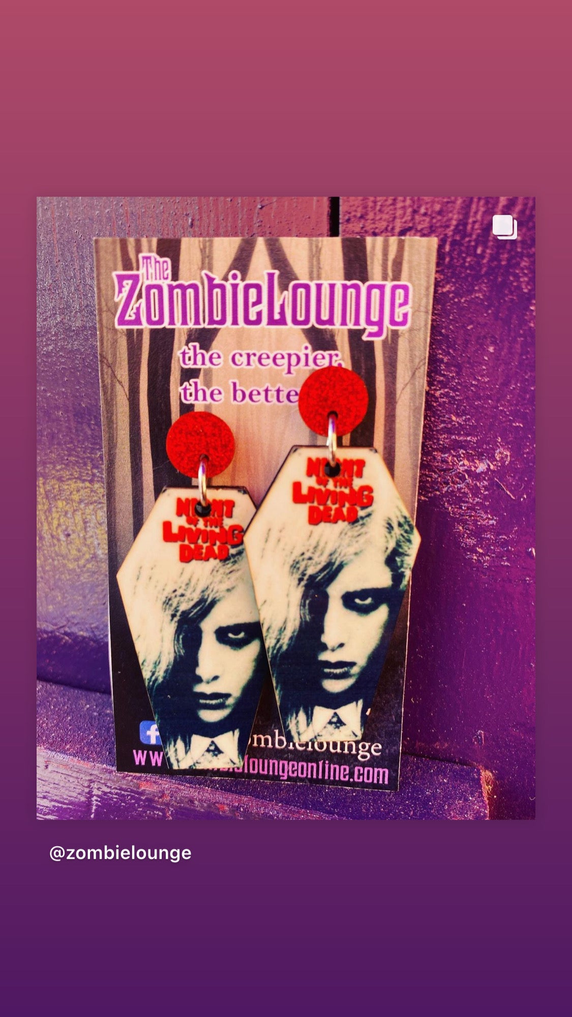 Coffin Zombie Movie Earrings