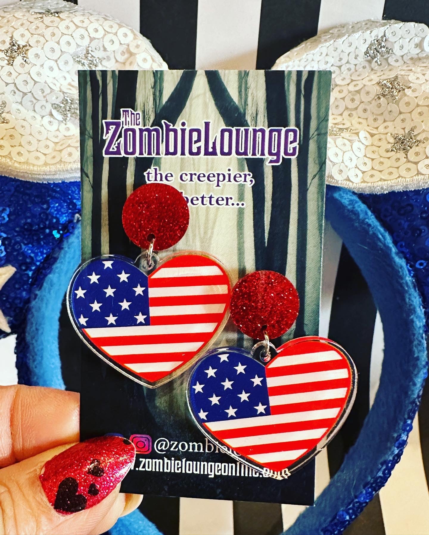 July American Flag Heart Earrings