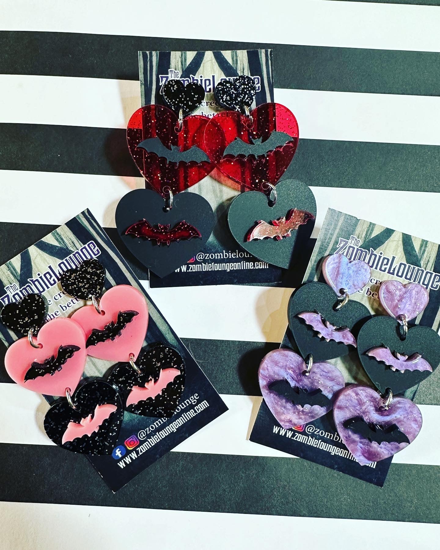 Valloween Bat Heart Earrings