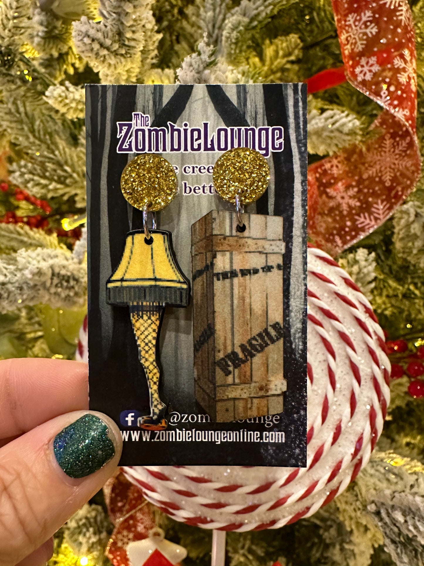 Christmas Leg Lamp and Box Earrings