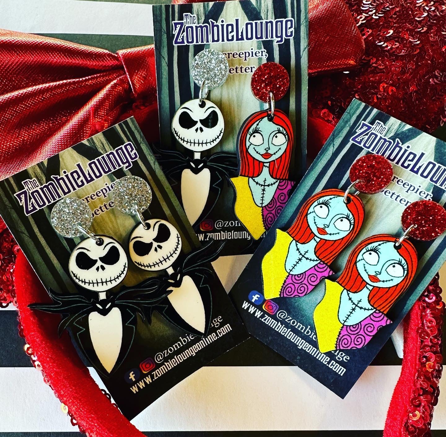 Jack and Sally Glitter Earrings